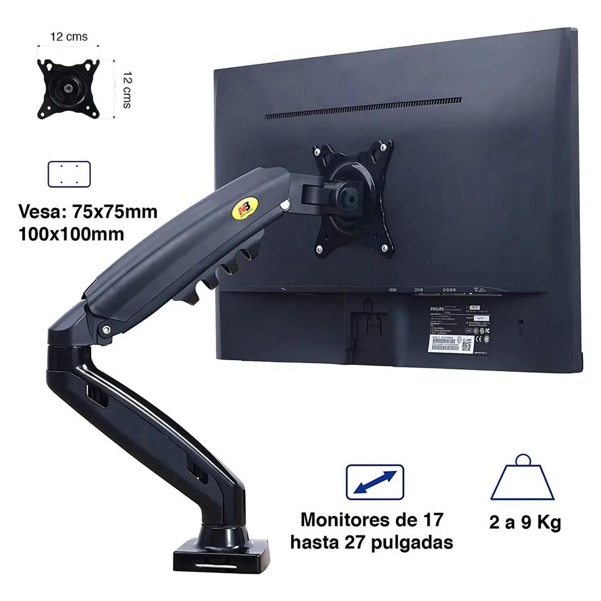 GENERICO - Soporte de mesa articulado para TV o monitor 17-27"