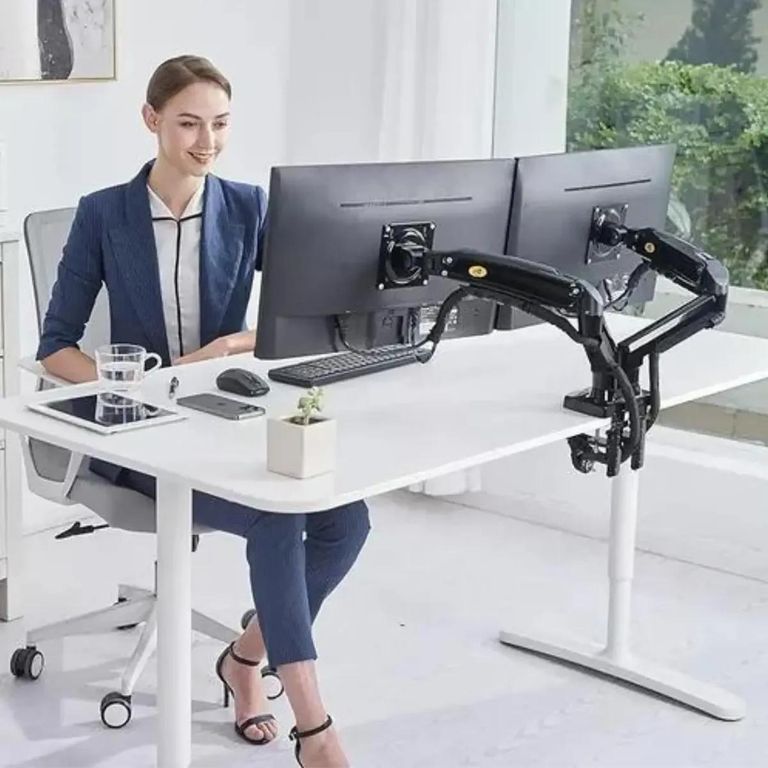 GENERICO Soporte ergonómico de 2 brazos para monitores 17-27"
