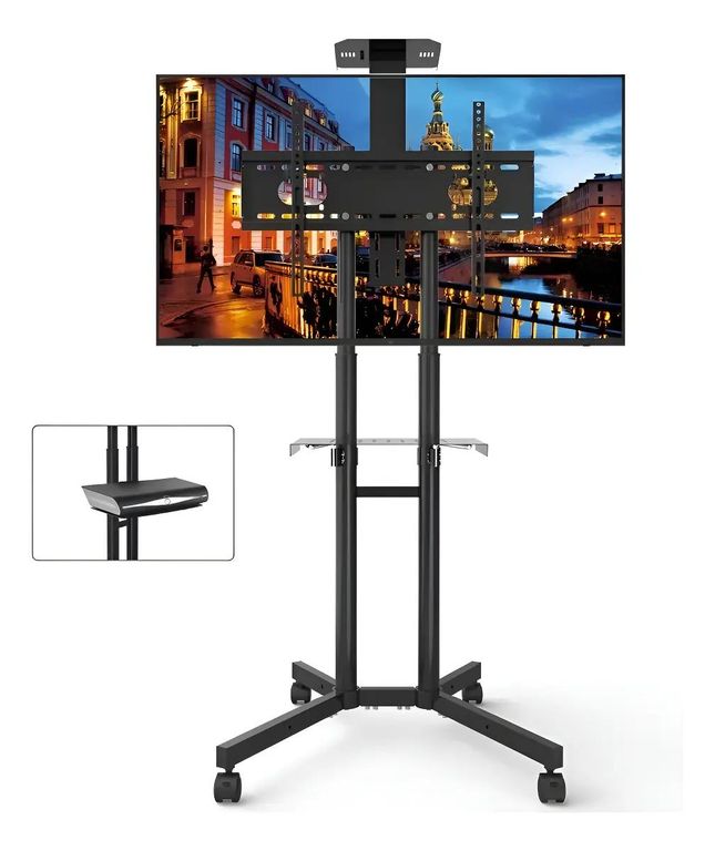 GENERICO Soporte TV Pedestal con Ruedas Giratorio 32-70" Negro