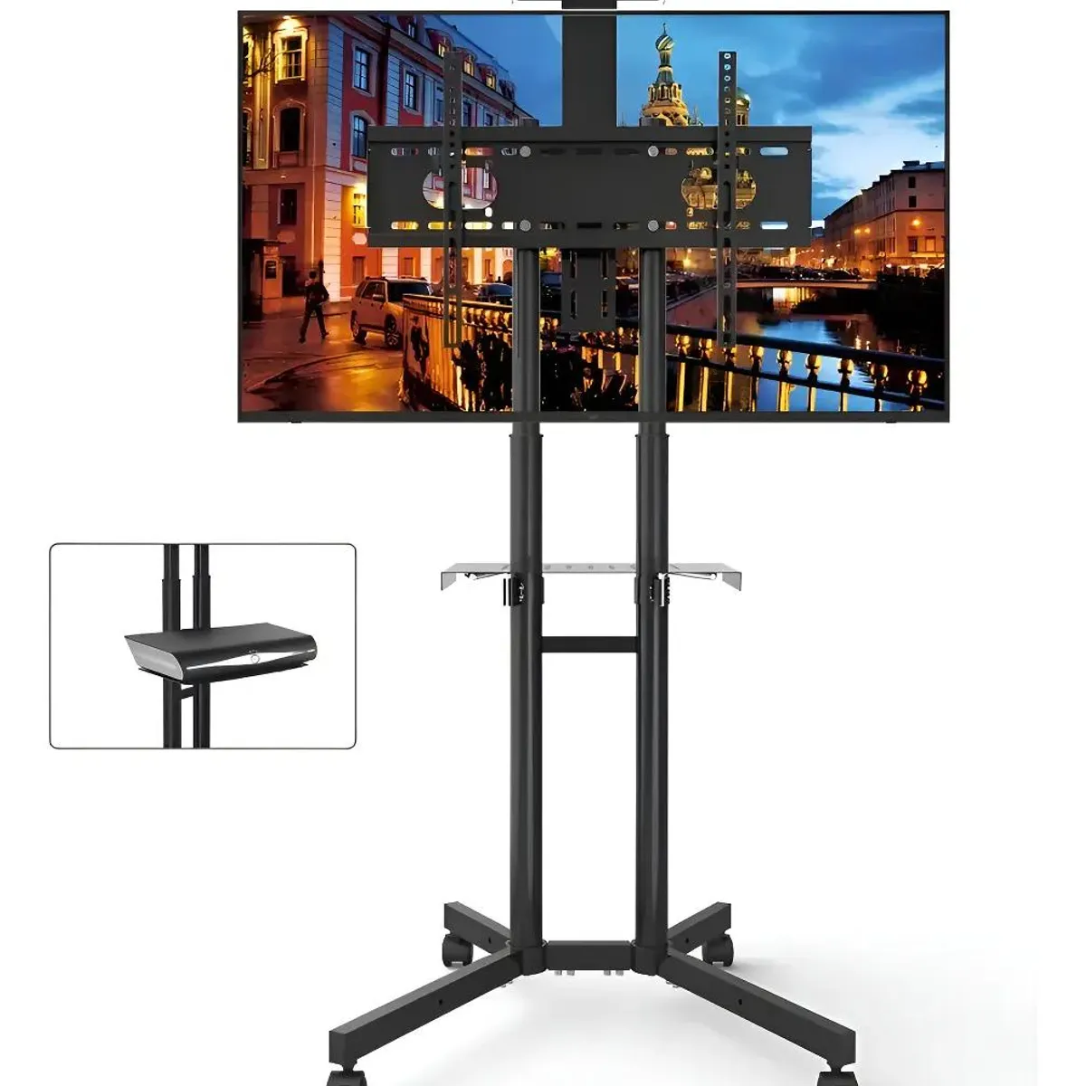 GENERICO - Soporte TV Pedestal con Ruedas Giratorio 32-70" Negro
