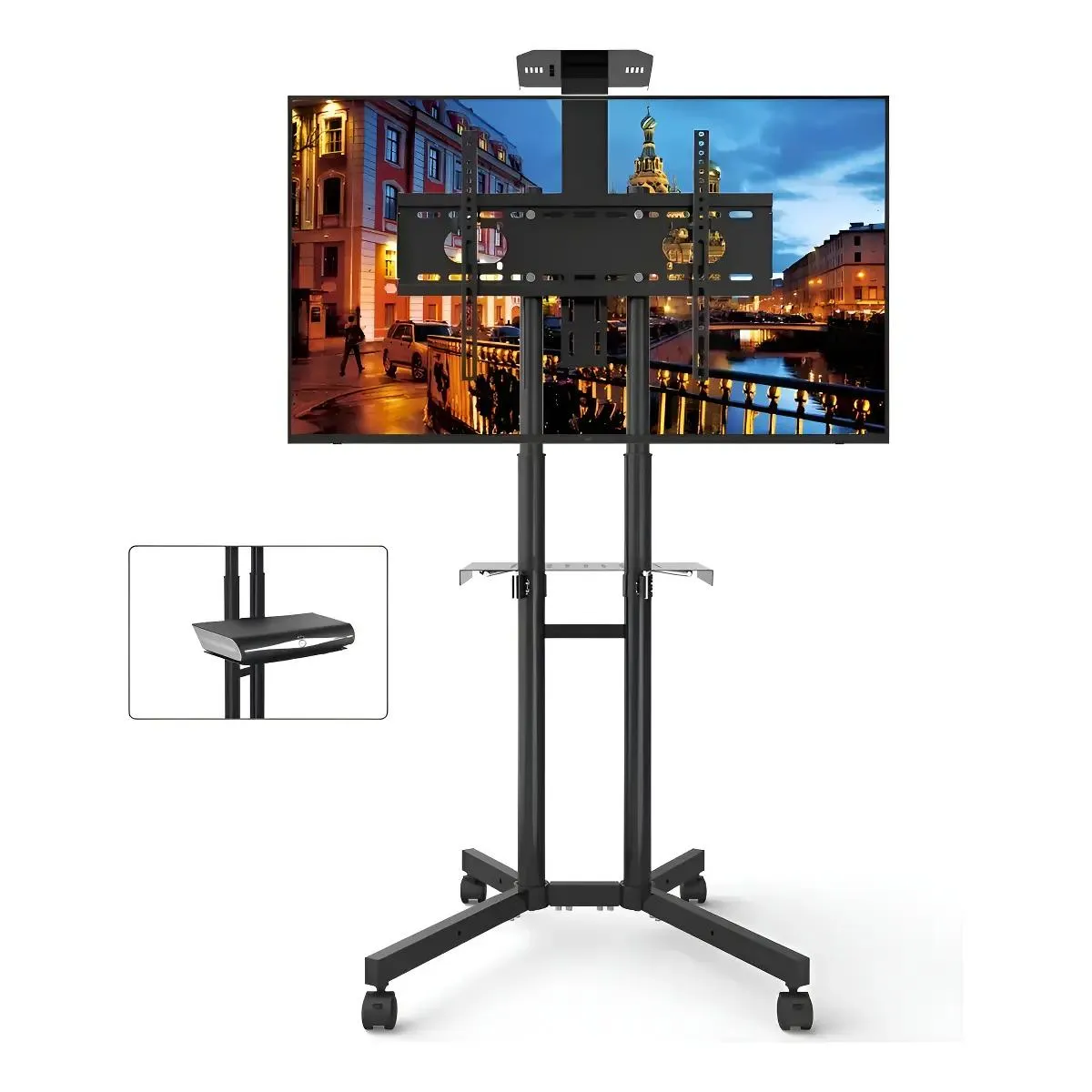 GENERICO - Soporte TV Pedestal con Ruedas Giratorio 32-70" Negro