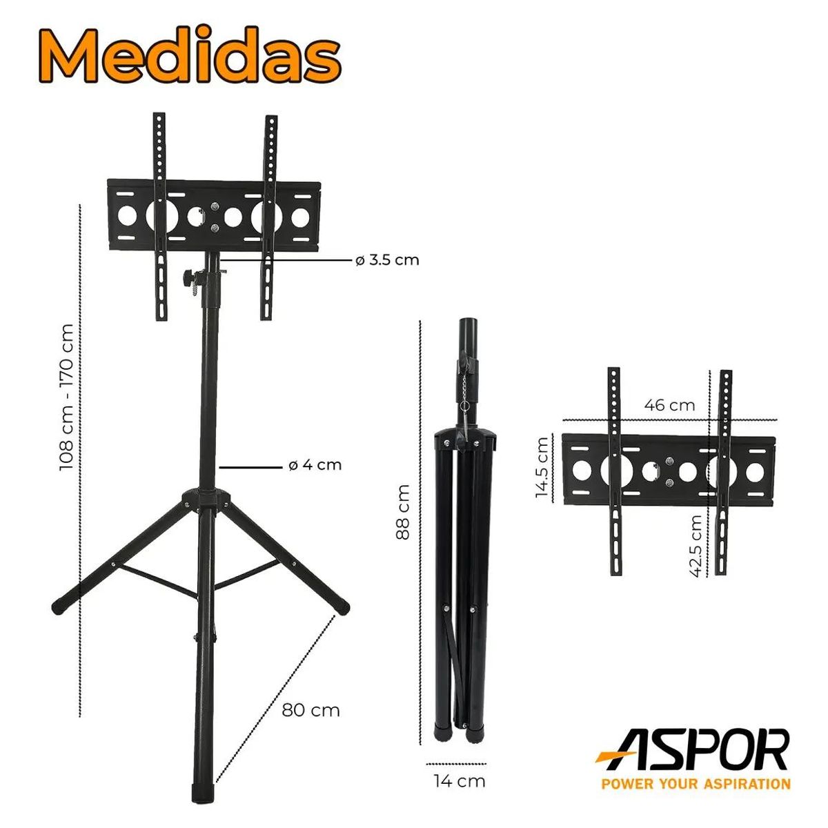GENERICO - Trípode ajustable para TV 32 a 55 pulgadas con base girar