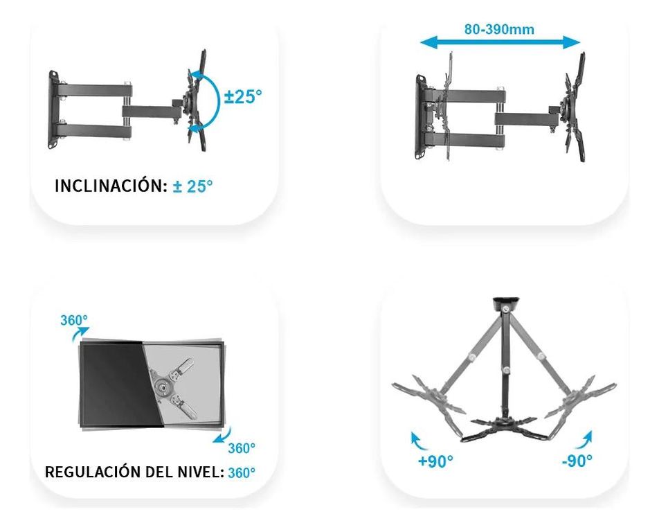 GENERICO Soporte Brazo Articulado para TV 10 a 43 pulgadas con Cañ