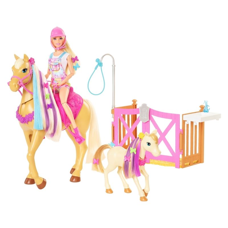 BARBIE - Barbie Muñeca Con Caballos Peinados Divertidos