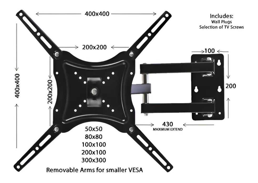 GENERICO Soporte de brazo para TV de 14 a 55 pulgadas hasta 55kg