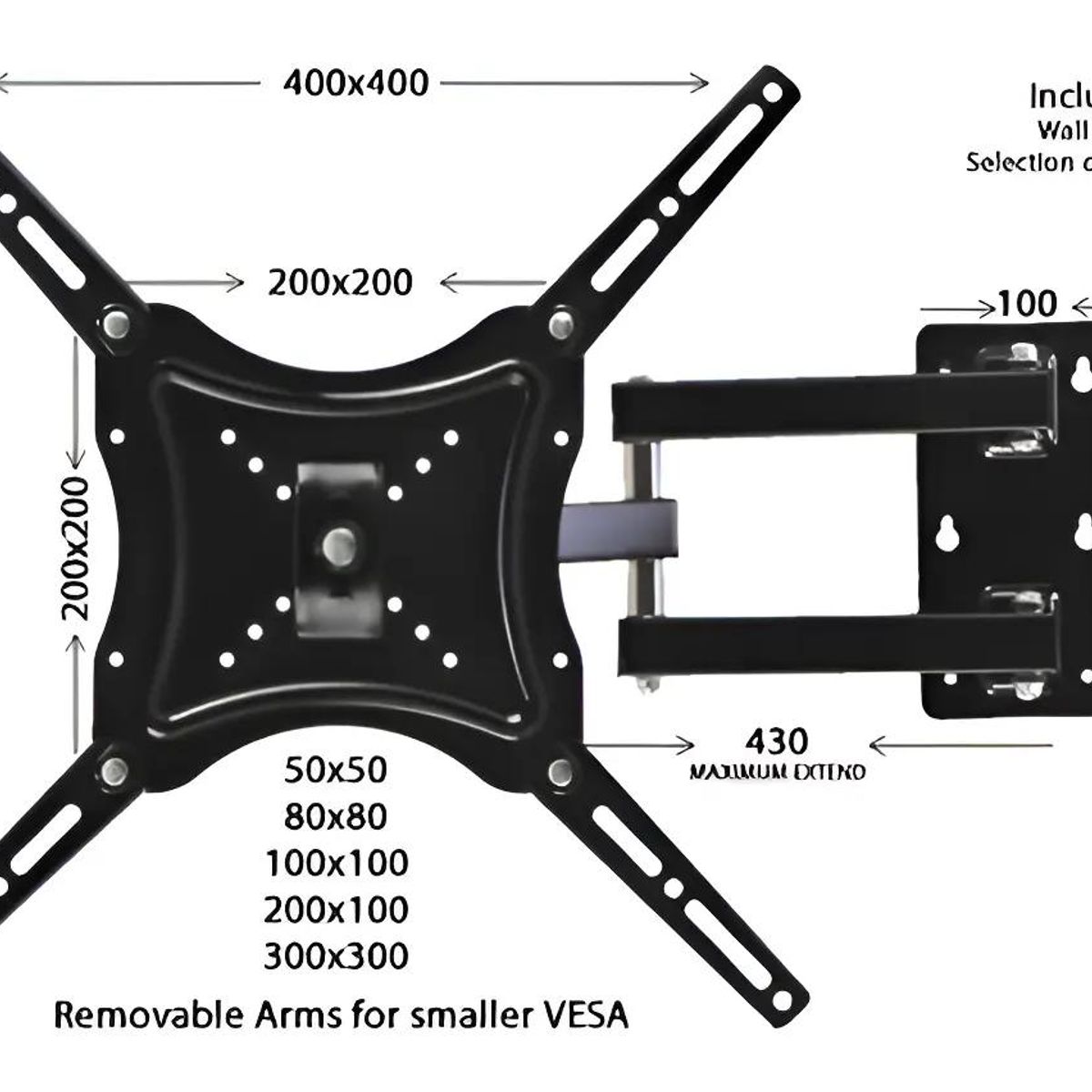 GENERICO - Soporte de brazo para TV de 14 a 55 pulgadas hasta 55kg