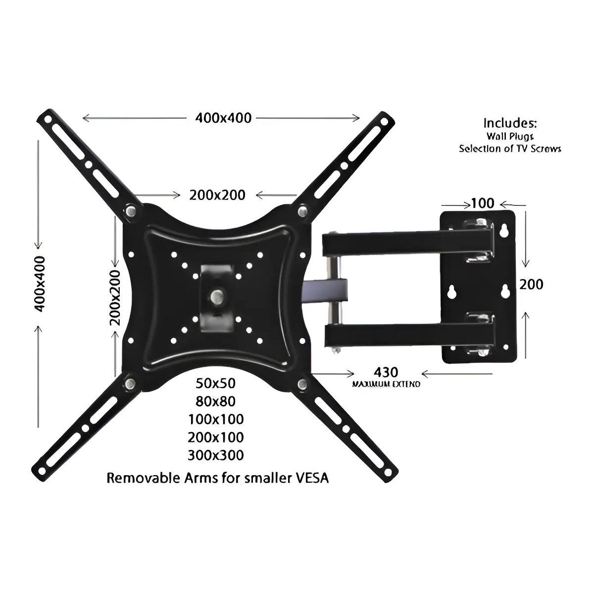 GENERICO - Soporte de brazo para TV de 14 a 55 pulgadas hasta 55kg