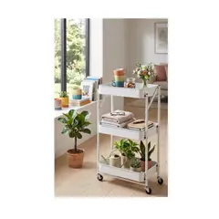 GENERICO - Organizador Carro Plegable Multiuso De 3 Niveles - Blanco