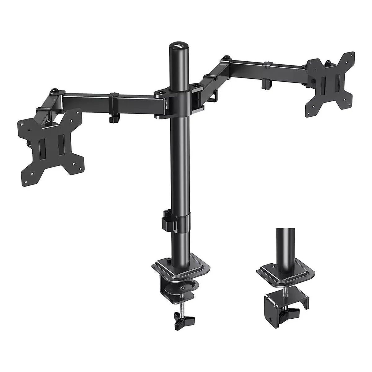 GENERICO - Soporte Doble para 2 Monitores de Escritorio Base Negra