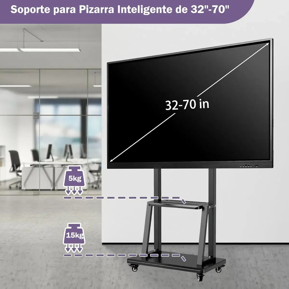 GENERICO - Soporte móvil para TV con ruedas y altura ajustable 32-70