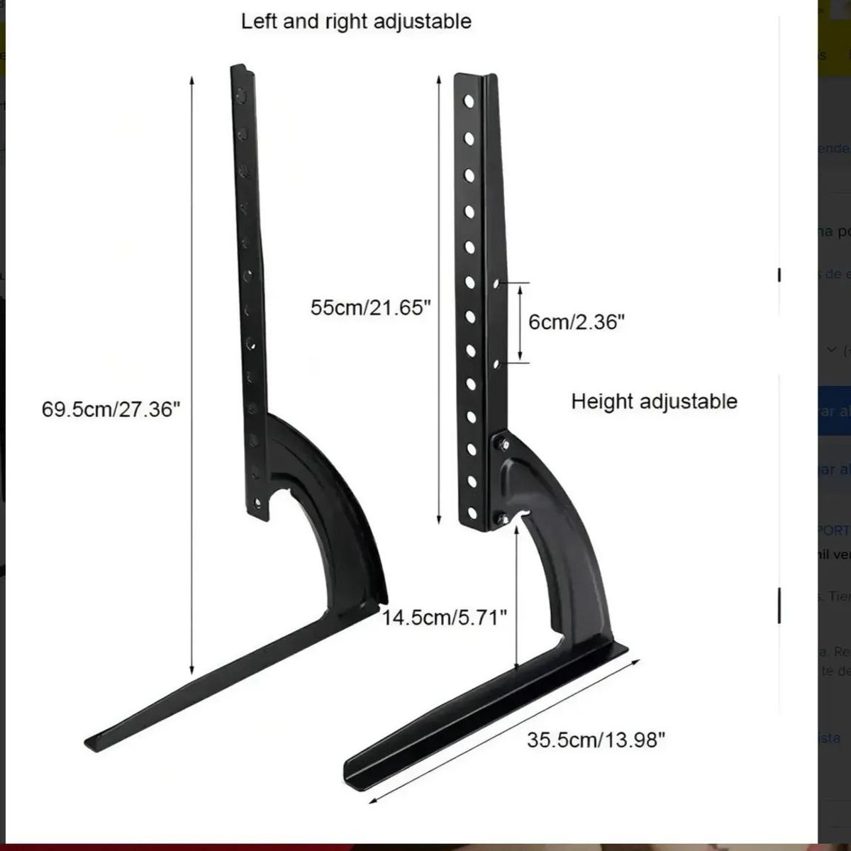 GENERICO - Soporte Base Universal para TV de 37 a 75 Pulgadas Negro