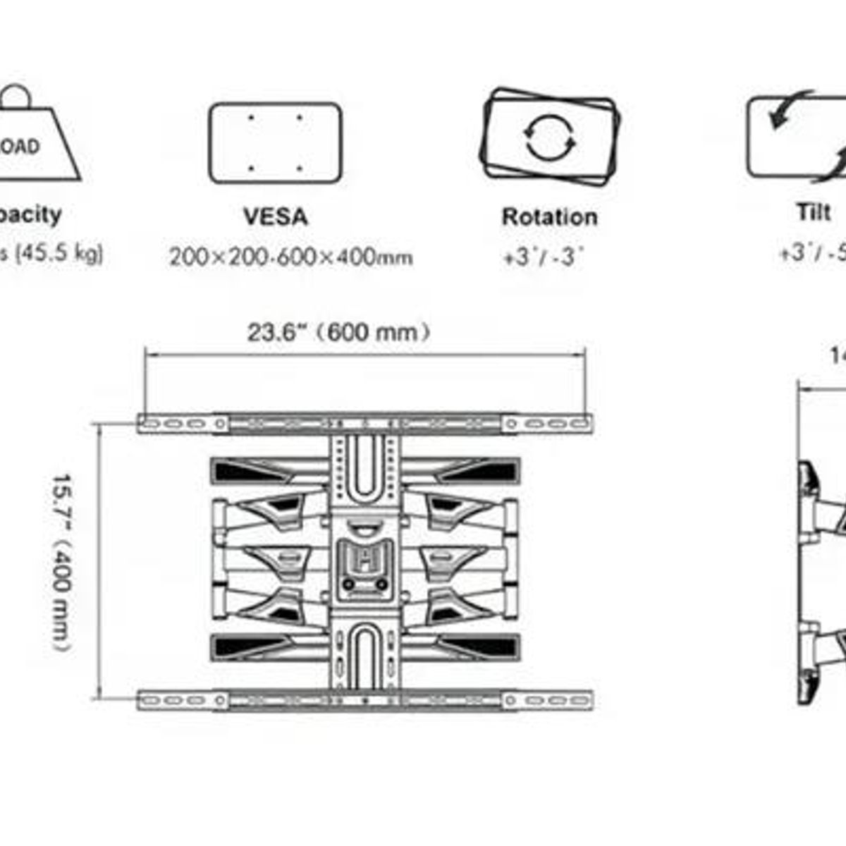 GENERICO - Soporte Universal Brazo Articulado para TV 45 a 75 Pulg