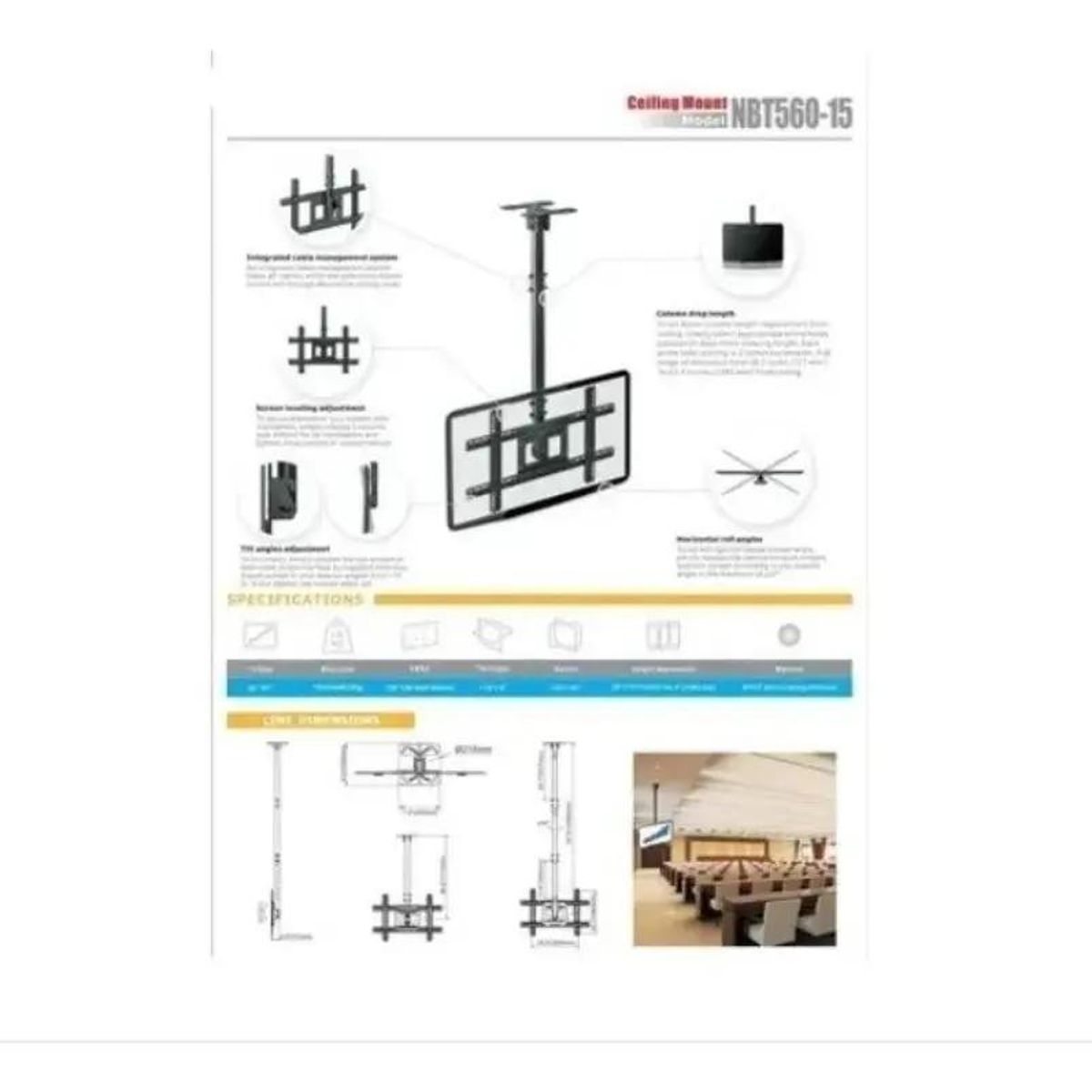GENERICO - Soporte de Techo Ajustable para TV 32-70 Pulgadas