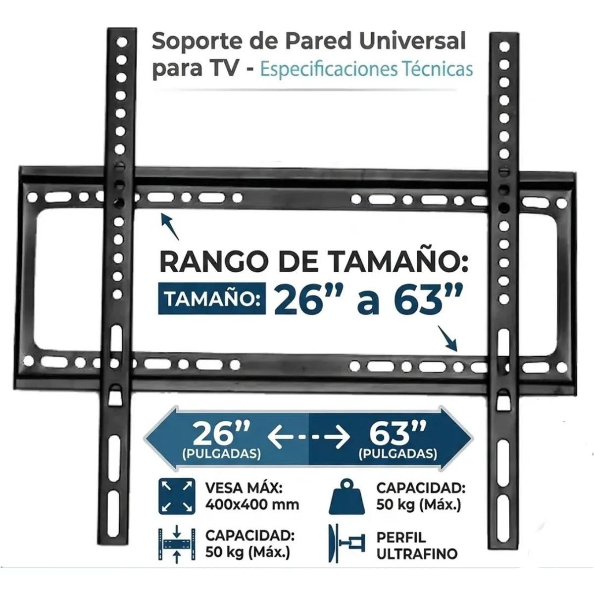 GENERICO - Soporte de Pared para TV 26 a 63 Pulgadas Metal