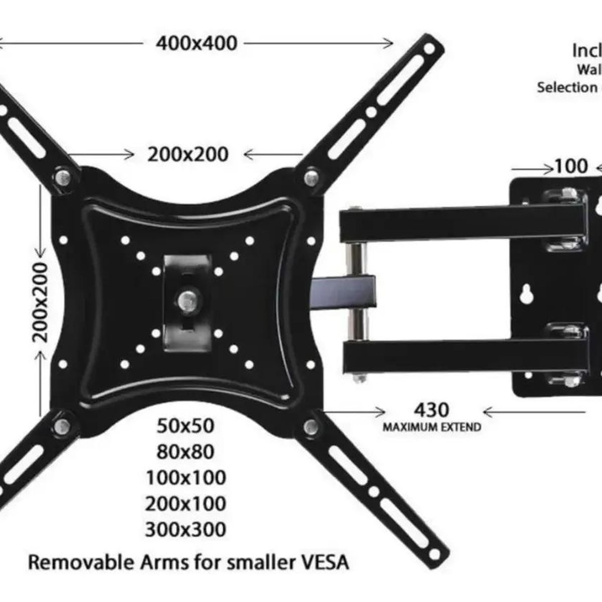 GENERICO - Soporte de brazo para TV 14 a 55 pulgadas negro