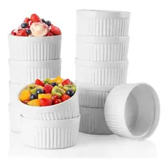 GENERICO - Set 6 Ramekins Cerámica Blanca 270ml Aptos Horno