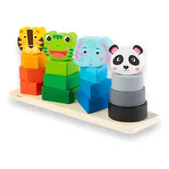 GENERICO - Juguete Apilable de Madera con 4 Torres y Animales
