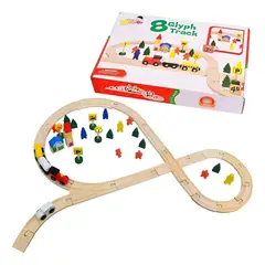 GENERICO - Tren de madera con riel de 48 piezas