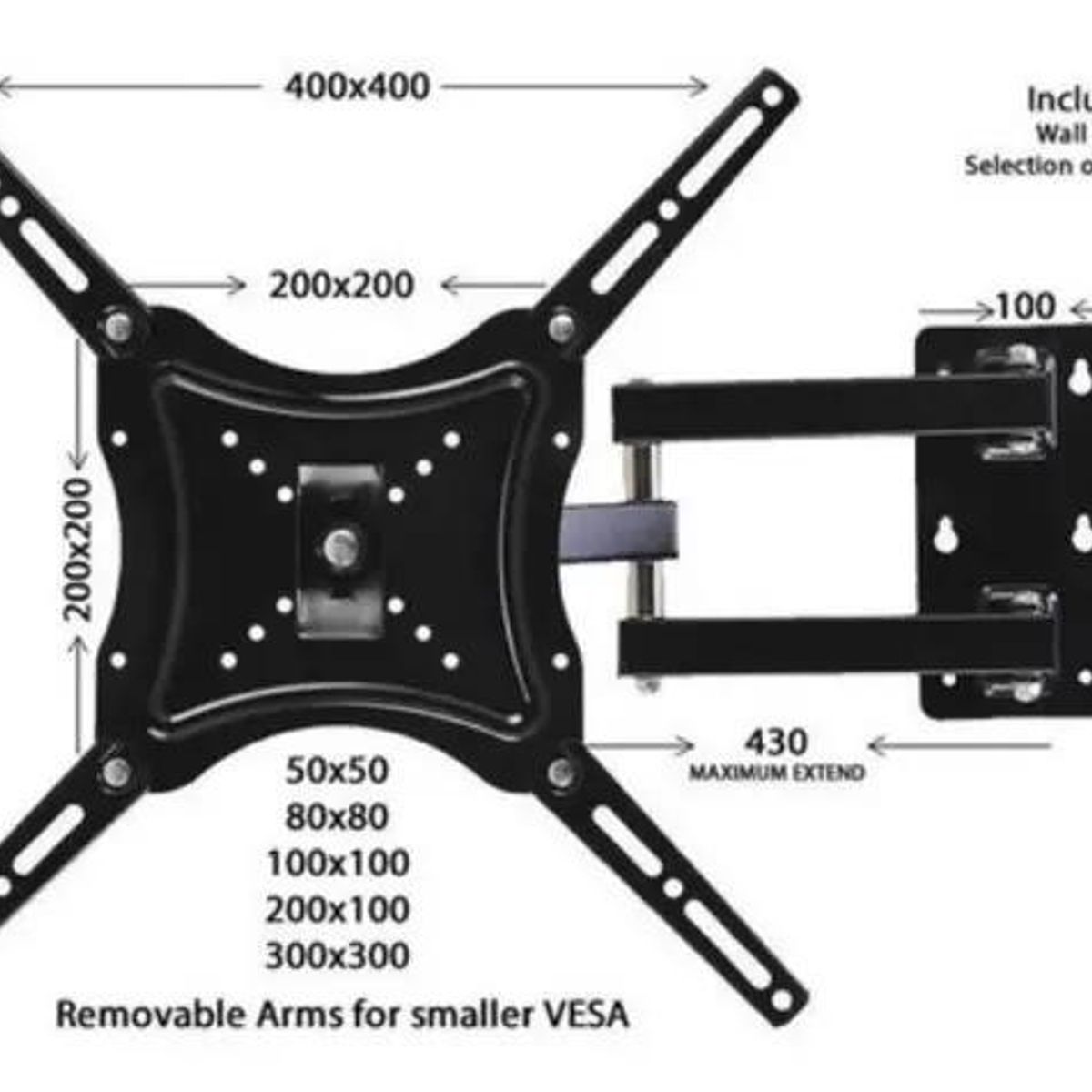 GENERICO - Soporte de pared para TV y monitor 14 a 55 pulgadas