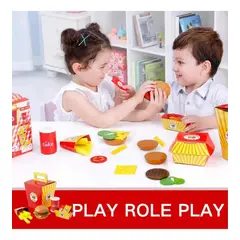 GENERICO - Juguete Didáctico de Madera Comida Rápida 26 Piezas