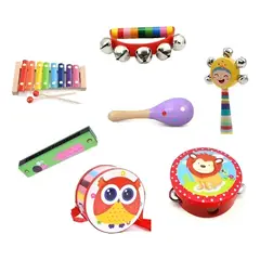GENERICO - Set de 7 Juguetes Didácticos Musicales de Madera