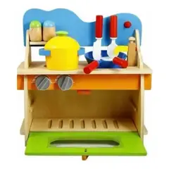 GENERICO - Cocina de madera didáctica para niños con utensilios