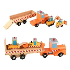 GENERICO - Camión de Madera con Rampa para Autos de Construcción