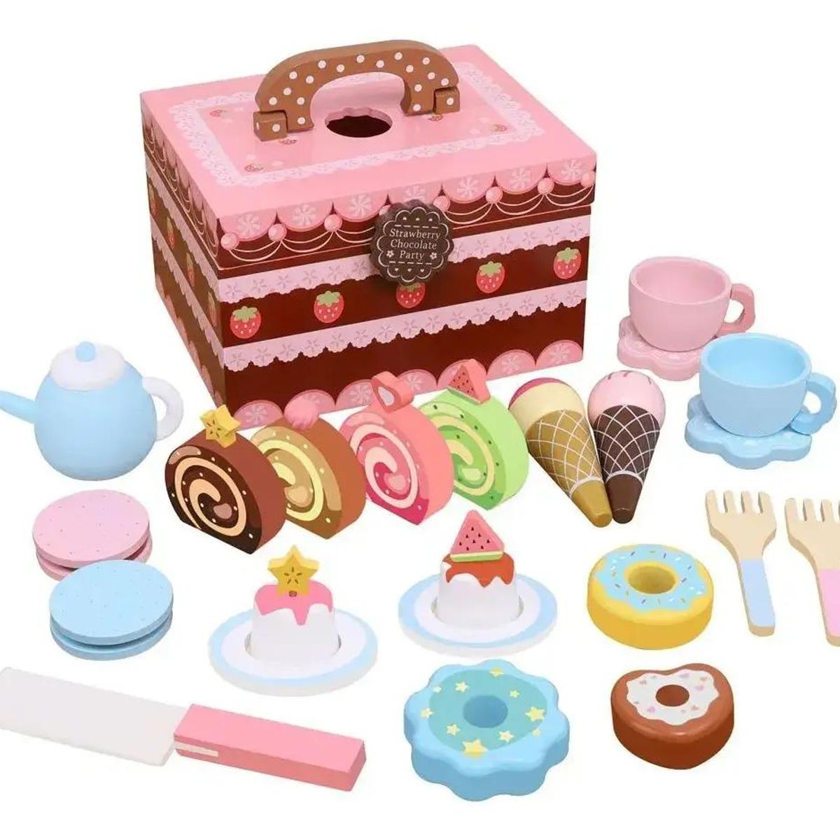 GENERICO - Juego Didáctico de Tazas y Pasteles de Madera para Niños