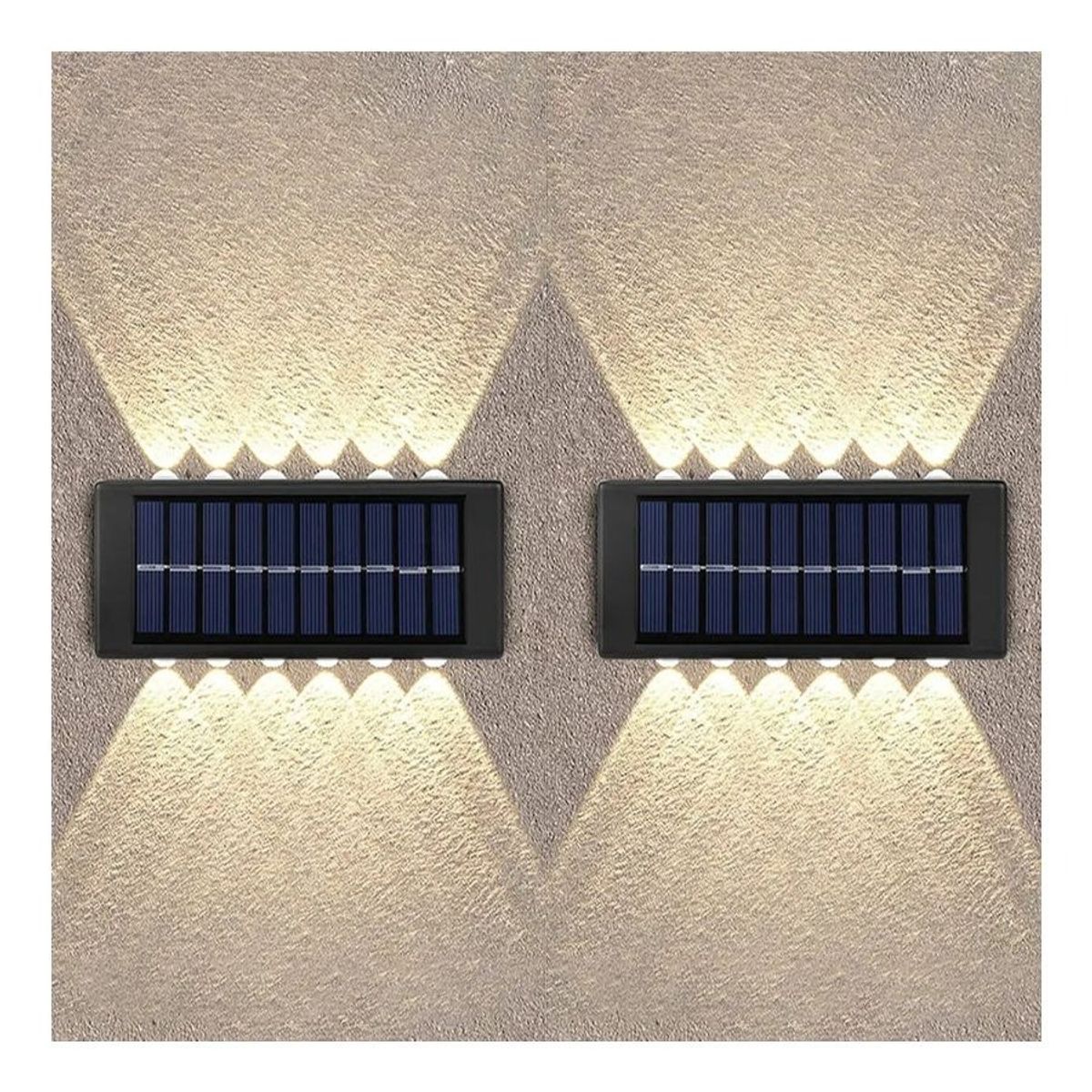 GENERICO - Lampara Solar Pared Exterior 12 Led Pack 2 Unidades