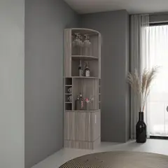 TUHOME - Bar Esquinero 2 Puertas 8 Botelleros Y Portacopas Syrah 180,6X46,9X46,9 CM Avellana