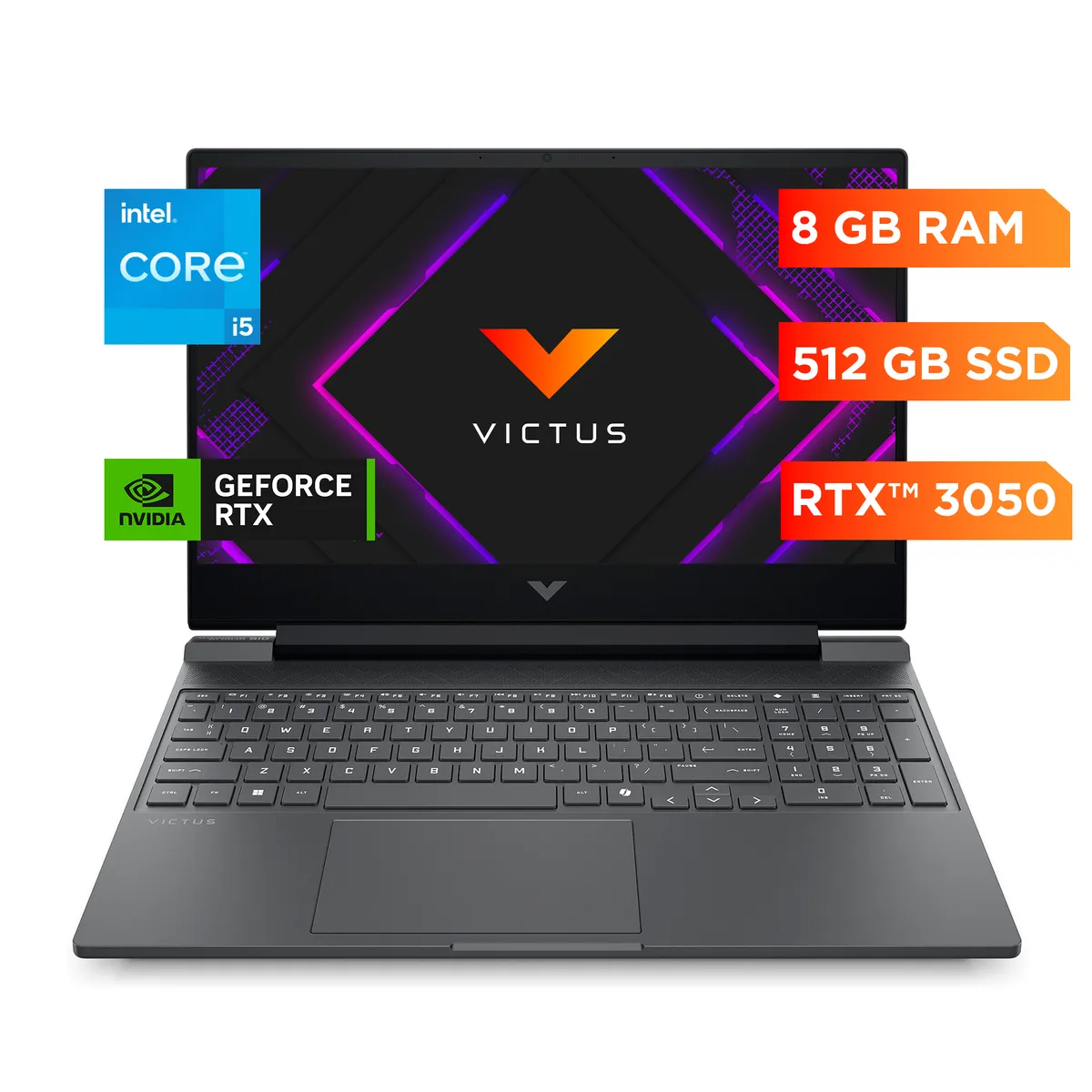 HP - Notebook Gamer Victus HP 15-fa2009la Intel Core i5 8GB RAM RTX 3050 512GB SSD 15.6" FHD 144Hz W11H