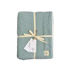 MARIA AMIRA - MANTA BEBÉ 100% ALGODÓN ACOLCHADA WAFFLE AZUL PIEDRA 70 X 90 CM
