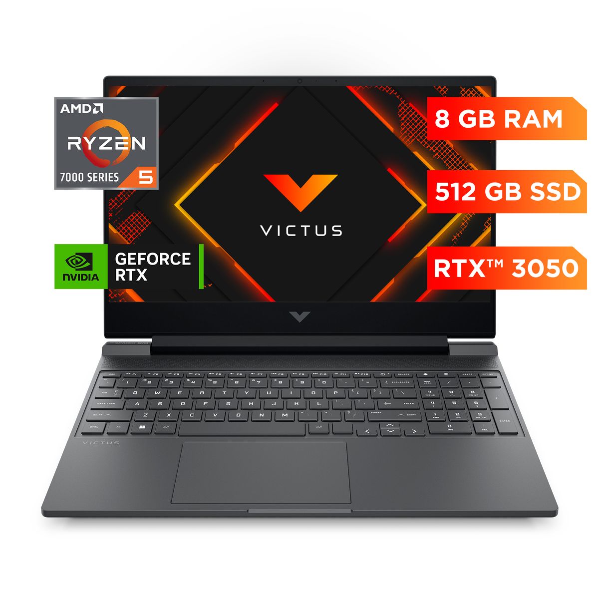 HP - Notebook Gamer Victus HP 15-fb3032la AMD Ryzen 5 8GB RAM RTX 3050 512GB SSD 15.6" FHD W11H