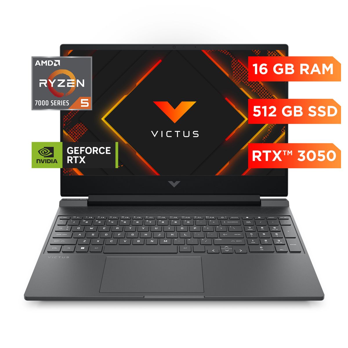 HP - Notebook Gamer Victus HP 15-fb3000la AMD Ryzen 5 16GB RAM RTX 3050 512GB SSD 15.6" FHD 144Hz W11H