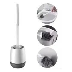 GENERICO - Escobilla de baño de silicona con soporte blanco