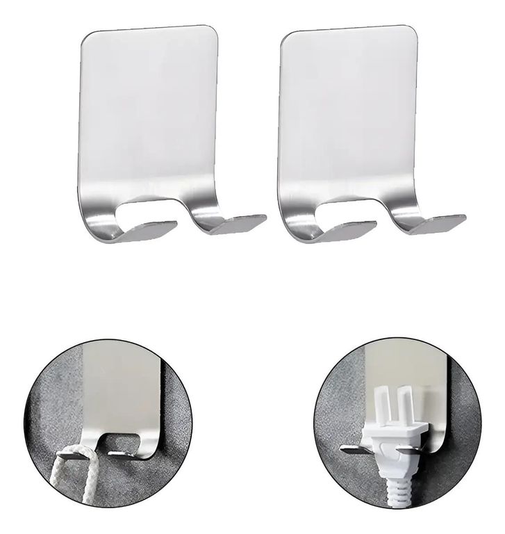 GENERICO Pack 2 Soportes de Pared Multifunción Acero Inoxidable
