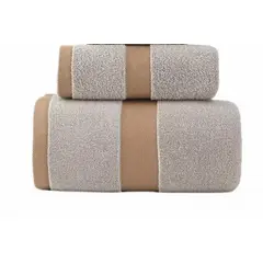 GENERICO - Set 2 Toalla De Algodón Para Baño Y Manos Bicolor