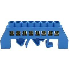 CROMPTON - Barra Repartidora Riel Din 8 Conexiones Aislada Azul Ccd