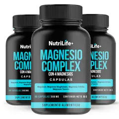 EMETRES - Pack 3 Magnesio Complex 180 Capsulas Nutrilife+ 4 Tipos Alta Absorción