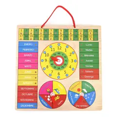 GENERICO - Reloj de Madera Infantil con Calendario