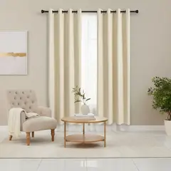 GENERICO - Cortina Engomada 100% Blackout Anti Luz 2 Paños De 140x230cm Cada Paño Crema