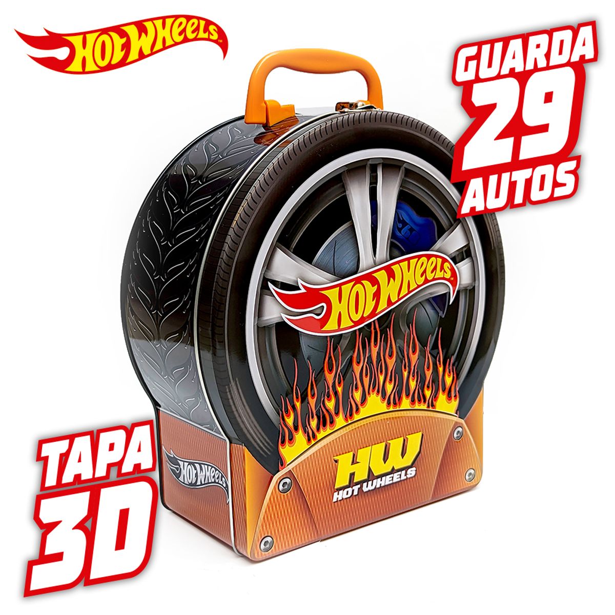 HOT WHEELS - Estuche Porta Autos Hot Wheels Fire Wheel