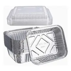 GENERICO - 100 Envases de Aluminio Desechables con Tapa 22x16x5 cm