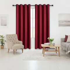 GENERICO - Cortina Engomada 100% Blackout Anti Luz 2 Paños De 140x230cm Cada Paño Burdeo