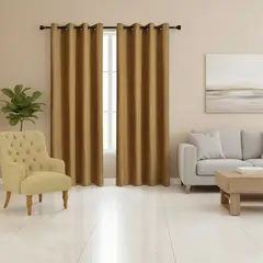 GENERICO - Cortina Engomada 100% Blackout Anti Luz 2 Paños De 140x230cm Cada Paño Café Claro