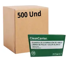 CLEANCARRIER - Guantes Vinilo Transparente Talla M Pack X500