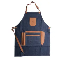 GENERICO - Pechera o Delantal Parrillero Adulto Jeans Ajustable con Bolsillos Resistente y Cómodo