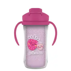 DR BROWNS - Vaso Termico Con Bombilla 12m+ Dr. Browns 300ml Rosado