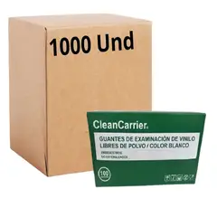 CLEANCARRIER - Guantes Vinilo Transparente Talla S Pack X1000