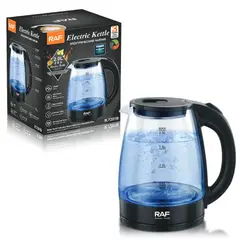 AMERICAN CRAFTS - Hervidor de Agua Eléctrico de Vidrio RAF para Cocina, 2000W, 2.0L, Ebullición Rápida, Apagado Automático, Luz Indicadora